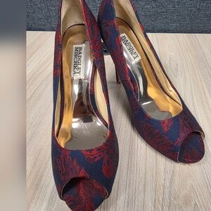 Badgley Mischka Women's Red and Blue Peep Toe Heels
